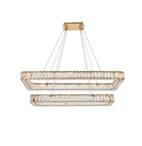 Monroe 42 Inch Led Double Rectangle Pendant In Gold (3504G42L2G) Monroe 42 Inch Led Double Rectangle Pendant In Gold (3504G42L2G)