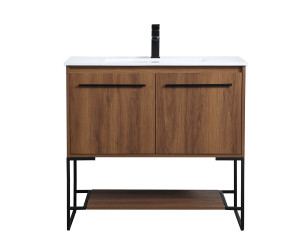 36 Inch Single Bathroom Vanity In Walnut Brown (VF42036WB) 36 Inch Single Bathroom Vanity In Walnut Brown (VF42036WB)