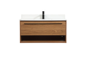 40 Inch Single Bathroom Vanity In Walnut Brown With Backsplash (VF43540WB-BS)