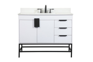 42 Inch Single Bathroom Vanity In White With Backsplash (VF48842MWH-BS)