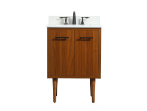 24 inch Single bathroom vanity in teak with backsplash (VF48024MTK-BS)