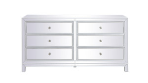 60 Inch Mirrored Six Drawer Cabinet In White (MF72036WH)