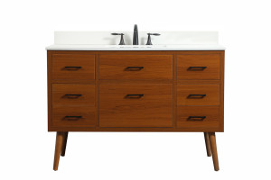 48 Inch Single Bathroom Vanity In Teak With Backsplash (VF41048MTK-BS)