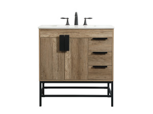32 Inch Single Bathroom Vanity In Natural Oak (VF48832NT)