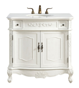 36 Inch Single Bathroom Vanity In Antique White With Ivory White Engineered Marble (VF10636AW-VW) 36 Inch Single Bathroom Vanity In Antique White With Ivory White Engineered Marble (VF10636AW-VW)
