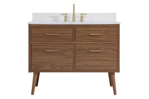 42 Inch Bathroom Vanity In Walnut Brown With Backsplash (VF41042WB-BS)