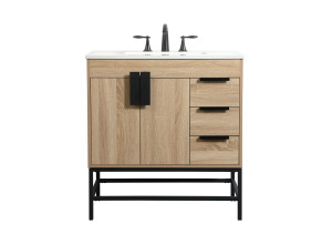 32 Inch Single Bathroom Vanity In Mango Wood (VF48832MW)