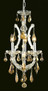 Maria Theresa 4 Light Chrome Chandelier Golden Teak (Smoky) Royal Cut Crystal (2801D12C-GT/RC)