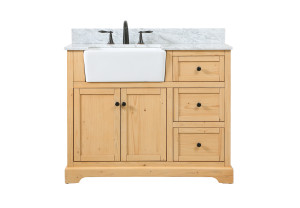 42 Inch Single Bathroom Vanity In Natural Wood With Backsplash (VF60242NW-BS) 42 Inch Single Bathroom Vanity In Natural Wood With Backsplash (VF60242NW-BS)