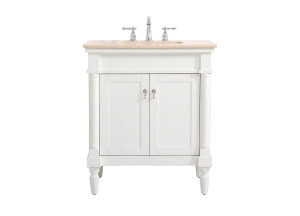 30 Inch Single Bathroom Vanity In Antique White (VF-1030AW) 30 Inch Single Bathroom Vanity In Antique White (VF-1030AW)