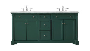 72 Inch Double Bathroom Vanity Set In Green (VF53072DGN)