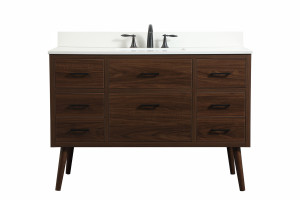 48 inch Single bathroom vanity in walnut with backsplash (VF41048MWT-BS)