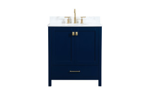 30 Inch Single Bathroom Vanity In Blue With Backsplash (VF18830BL-BS)