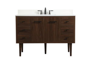 48 inch Single bathroom vanity in walnut with backsplash (VF48048MWT-BS)