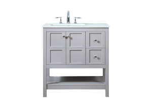 32 Inch Single Bathroom Vanity In Grey (VF16432GR)