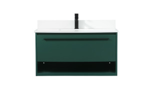 36 Inch Single Bathroom Vanity In Green With Backsplash (VF43536MGN-BS)