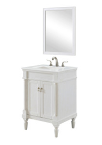 24 Inch Single Bathroom Vanity In Antique White With Ivory White Engineered Marble (VF13024AW-VW)
