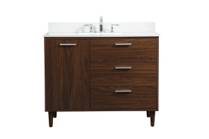 42 Inch Bathroom Vanity In Walnut With Backsplash (VF47042MWT-BS)