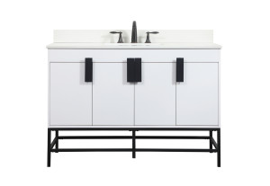 48 Inch Single Bathroom Vanity In White With Backsplash (VF48848MWH-BS)