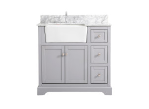 36 Inch Single Bathroom Vanity In Grey With Backsplash (VF60236GR-BS)