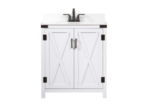 30 Inch Single Bathroom Vanity In White With Backsplash (VF90230WH-BS) 30 Inch Single Bathroom Vanity In White With Backsplash (VF90230WH-BS)