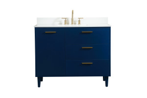 42 Inch Bathroom Vanity In Blue With Backsplash (VF47042MBL-BS) 42 Inch Bathroom Vanity In Blue With Backsplash (VF47042MBL-BS)