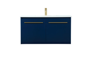 36 Inch Single Bathroom Vanity In Blue (VF44536MBL) 36 Inch Single Bathroom Vanity In Blue (VF44536MBL)