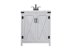 30 Inch Single Bathroom Vanity In Grey (VF90230GR)