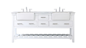 72 Inch Double Bathroom Vanity In White (VF60172DWH) 72 Inch Double Bathroom Vanity In White (VF60172DWH)