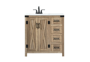 32 Inch Single Bathroom Vanity In Natural Oak (VF90232NT)