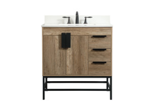 32 Inch Single Bathroom Vanity In Natural Oak With Backsplash (VF48832NT-BS) 32 Inch Single Bathroom Vanity In Natural Oak With Backsplash (VF48832NT-BS)