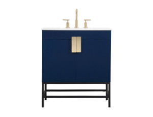 30 Inch Single Bathroom Vanity In Blue (VF48830MBL) 30 Inch Single Bathroom Vanity In Blue (VF48830MBL)