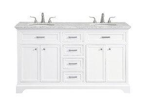60 In. Double Bathroom Vanity Set In White (VF15060DWH)