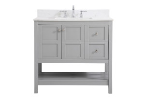 36 Inch Single Bathroom Vanity In Gray With Backsplash (VF16436GR-BS) 36 Inch Single Bathroom Vanity In Gray With Backsplash (VF16436GR-BS)