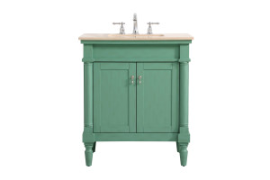 30 Inch Single Bathroom Vanity In Vintage Mint (VF-1030VM) 30 Inch Single Bathroom Vanity In Vintage Mint (VF-1030VM)