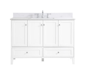 48 Inch Single Bathroom Vanity In White With Backsplash (VF18048WH-BS)