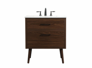 30 Inch Single Bathroom Vanity In Walnut (VF41030MWT)