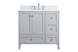 36 Inch Single Bathroom Vanity In Grey With Backsplash (VF18036GR-BS) 36 Inch Single Bathroom Vanity In Grey With Backsplash (VF18036GR-BS)