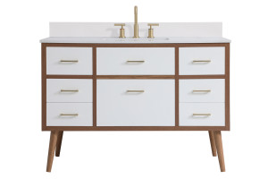 48 inch bathroom Vanity in White with Backsplash (VF41048WH-BS)