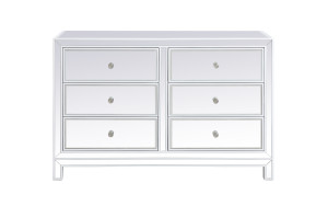 48 Inch Mirrored Six Drawer Cabinet In White (MF72017WH) 48 Inch Mirrored Six Drawer Cabinet In White (MF72017WH)