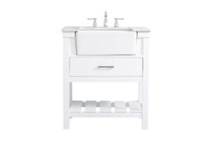 30 Inch Single Bathroom Vanity In White (VF60130WH)
