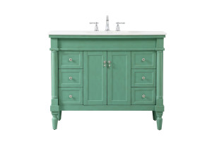 42 Inch Single Bathroom Vanity In Vintage Mint (VF13042VM)