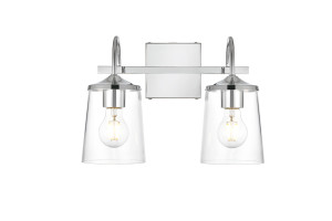 Avani 2 Light Chrome And Clear Bath Sconce (LD7313W14CH) Avani 2 Light Chrome And Clear Bath Sconce (LD7313W14CH)