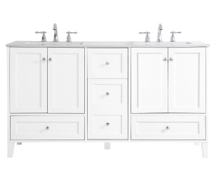 60 Inch Double Bathroom Vanity In White (VF18060DWH)