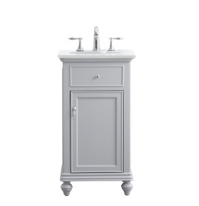 19 Inch Single Bathroom Vanity In Light Grey With Ivory White Engineered Marble (VF12319GR-VW)