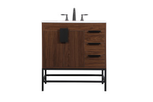 32 Inch Single Bathroom Vanity In Walnut (VF48832MWT)