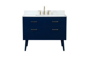 42 Inch Bathroom Vanity In Blue With Backsplash (VF41042MBL-BS)