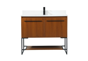 40 inch Single bathroom vanity in teak with backsplash (VF42540MTK-BS)