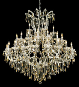 Maria Theresa 41 Light Chrome Chandelier Golden Teak (Smoky) Royal Cut Crystal (2801G52C-GT/RC)