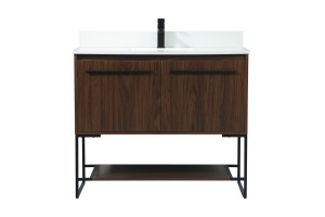 40 Inch Single Bathroom Vanity In Walnut With Backsplash (VF42540MWT-BS)